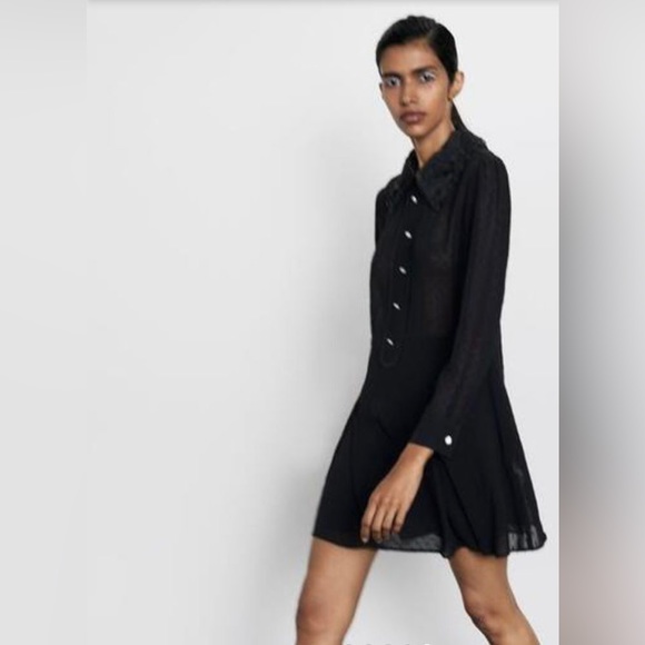 Zara black dot mesh romper with jewel buttons and lace collar - Picture 7 of 16